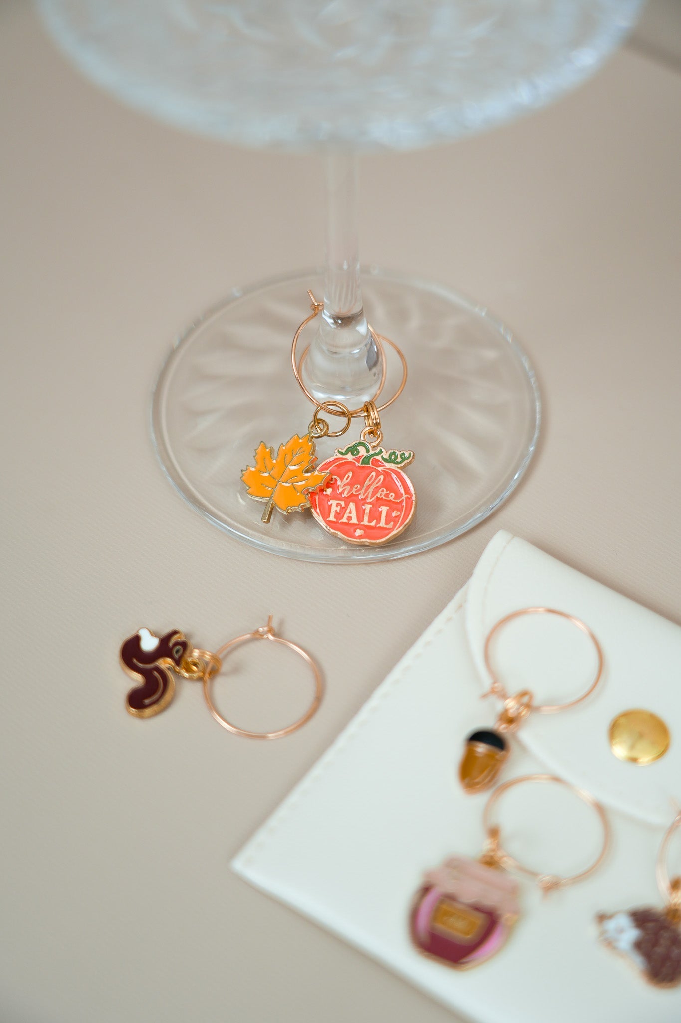 Autumn wineglass markers